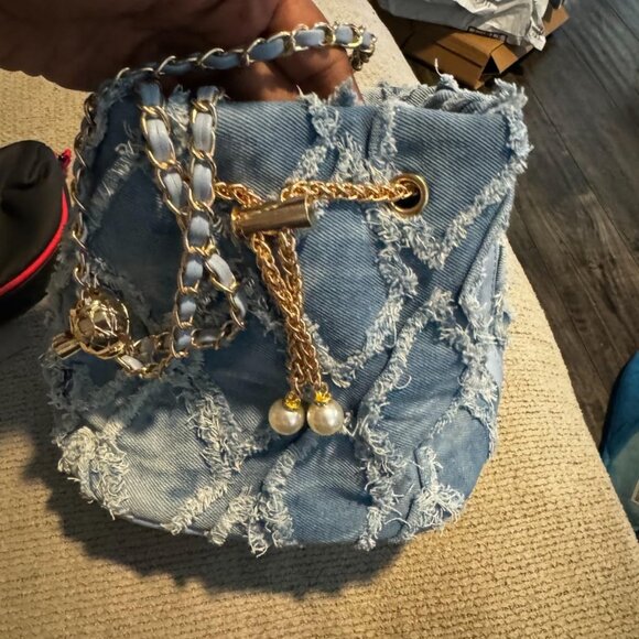 Neiman Marcus Blue Denim Bucket Bag - Picture 4 of 9